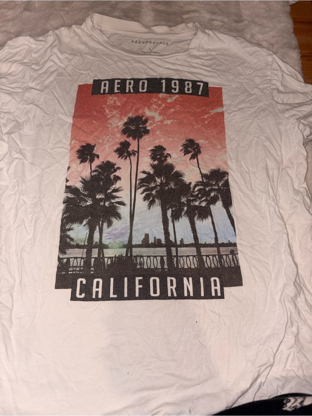 Aeropostale White Graphic Tee with Black Print